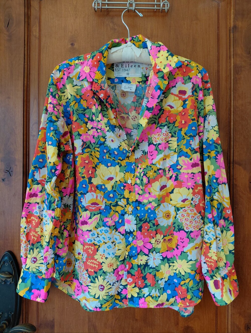 Frank & Eileen Floral multicolored button up shirt size M - Picture 4 of 9